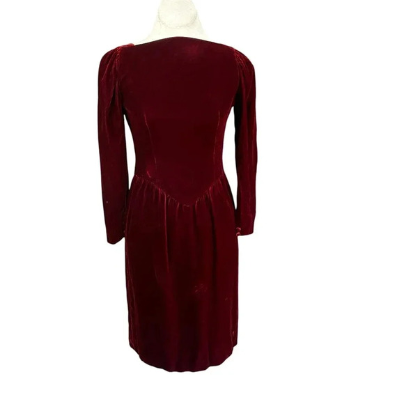 Ruth McCulloch Vintage Red Velvet Drop Waist Long Sleeve Dress - Picture 1 of 11